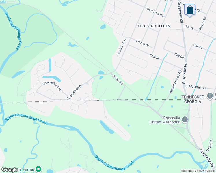 map of restaurants, bars, coffee shops, grocery stores, and more near 519 Julian Road in Chattanooga