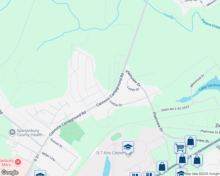 map of restaurants, bars, coffee shops, grocery stores, and more near 2225 Cannons Campground Road in Spartanburg