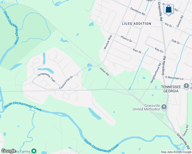 map of restaurants, bars, coffee shops, grocery stores, and more near 519 Julian Road in Chattanooga