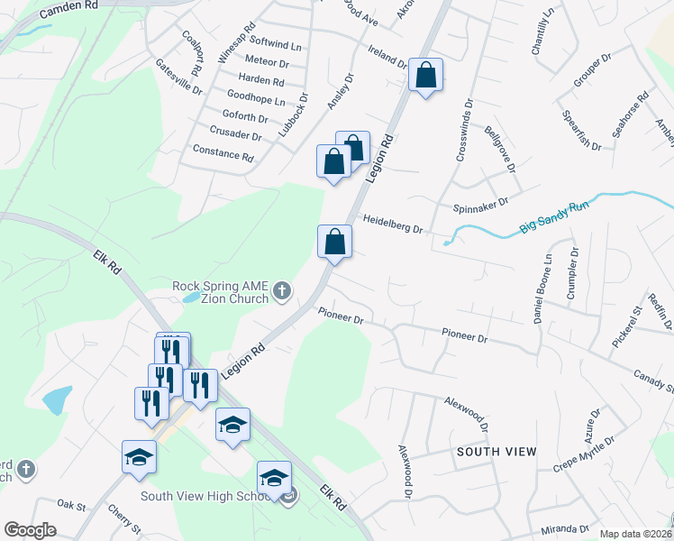 map of restaurants, bars, coffee shops, grocery stores, and more near 3518 Mantis Drive in Hope Mills