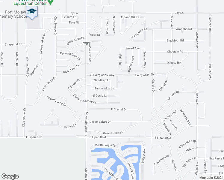 map of restaurants, bars, coffee shops, grocery stores, and more near 2118 Sandwedge Lane in Fort Mohave