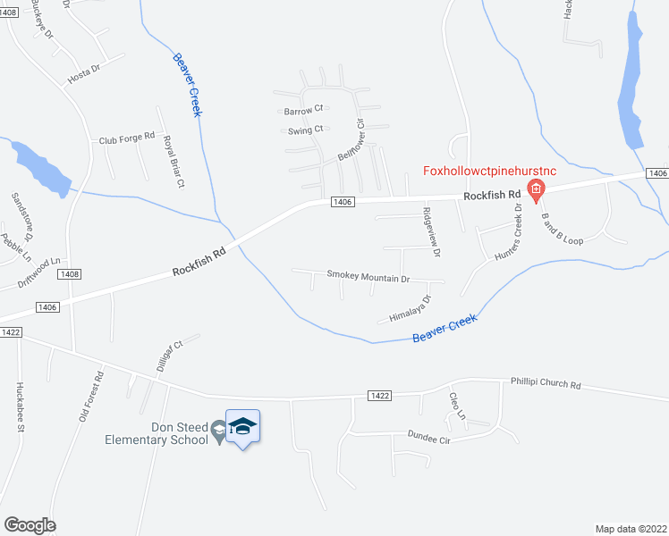 map of restaurants, bars, coffee shops, grocery stores, and more near 237 Smokey Mountain Drive in Raeford