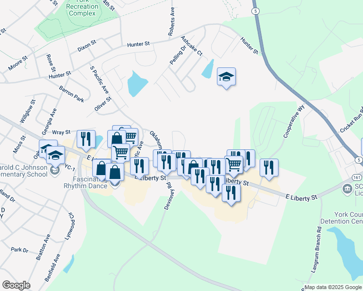 map of restaurants, bars, coffee shops, grocery stores, and more near 220 Victoria Circle in York