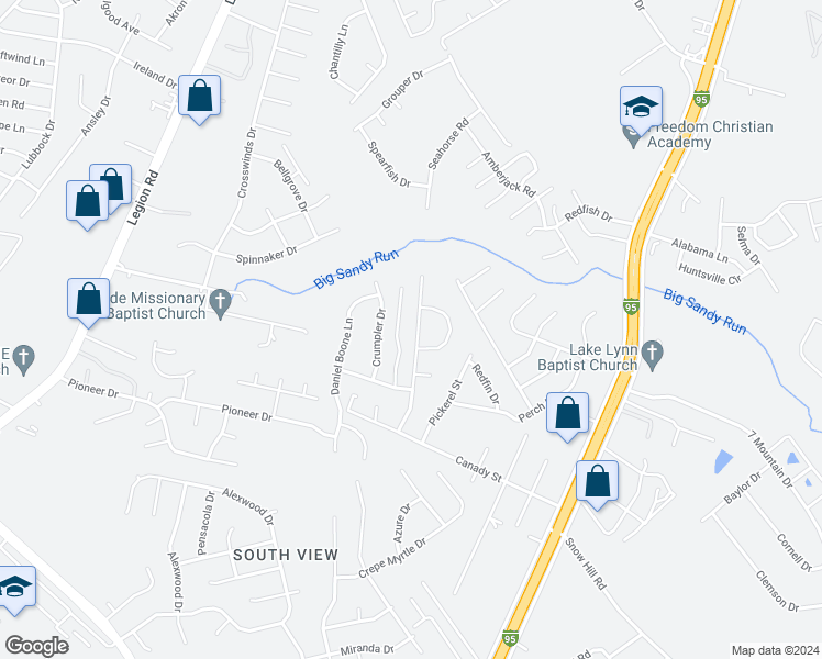 map of restaurants, bars, coffee shops, grocery stores, and more near 2436 Camp Lejeune Court in Hope Mills
