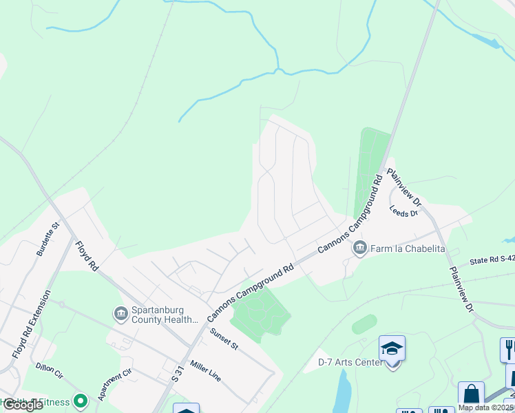 map of restaurants, bars, coffee shops, grocery stores, and more near 799 North Summit Crest Court in Spartanburg