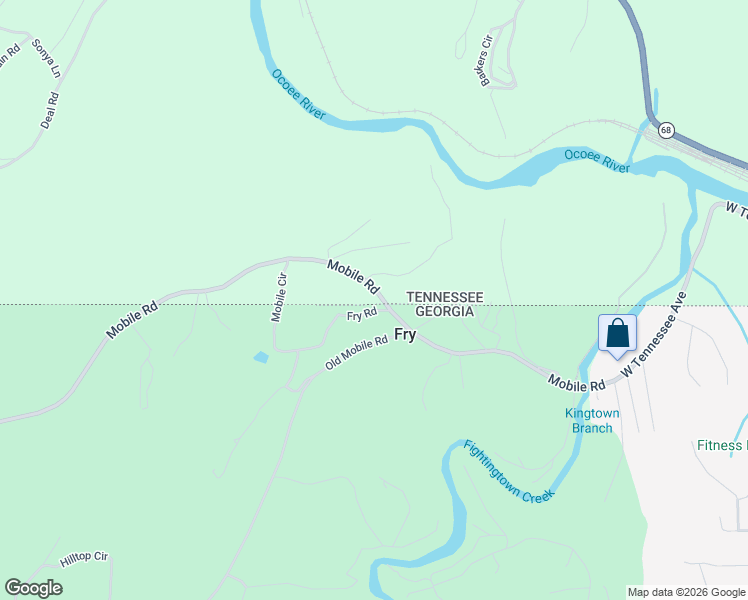 map of restaurants, bars, coffee shops, grocery stores, and more near 79 Fry Road in McCaysville