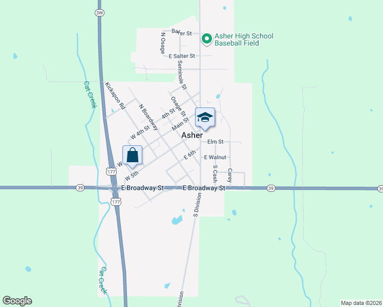 map of restaurants, bars, coffee shops, grocery stores, and more near 100 East 6th in Asher
