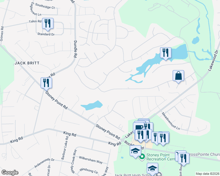 map of restaurants, bars, coffee shops, grocery stores, and more near 6923 Towbridge Road in Fayetteville