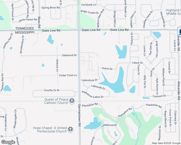 map of restaurants, bars, coffee shops, grocery stores, and more near 8835 Glen Crossing in Olive Branch
