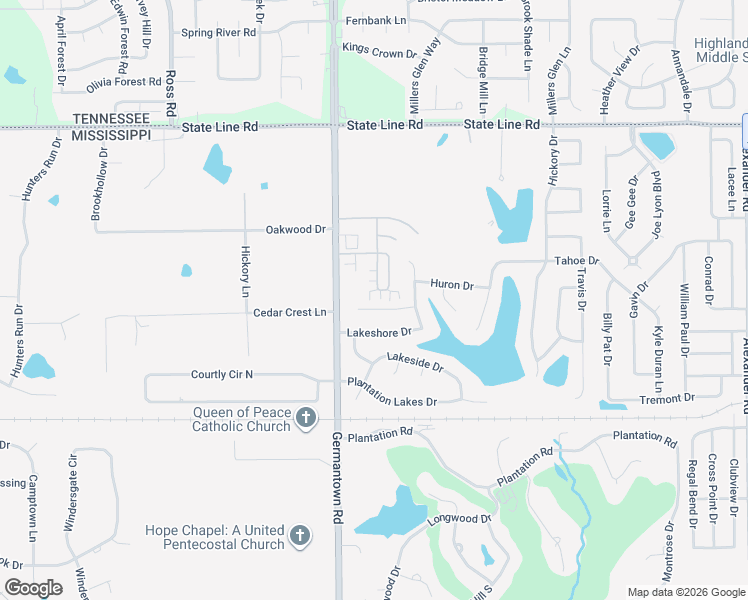 map of restaurants, bars, coffee shops, grocery stores, and more near 8835 Glen Crossing in Olive Branch
