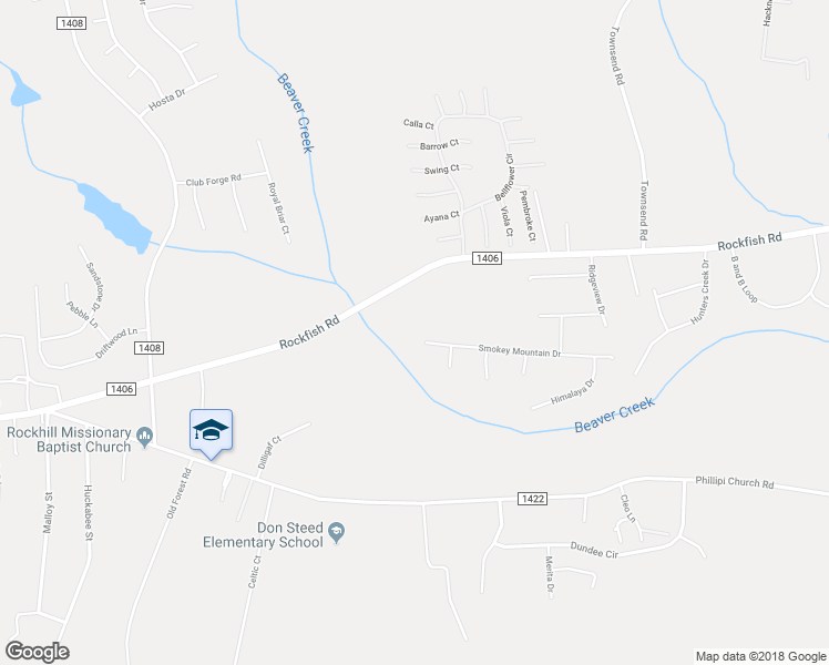 map of restaurants, bars, coffee shops, grocery stores, and more near 111 Smokey Mountain Drive in Raeford
