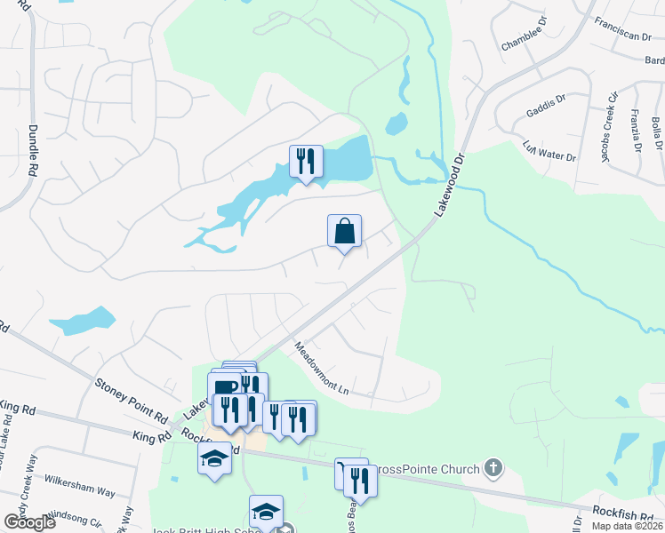 map of restaurants, bars, coffee shops, grocery stores, and more near 6833 South Staff Road in Fayetteville
