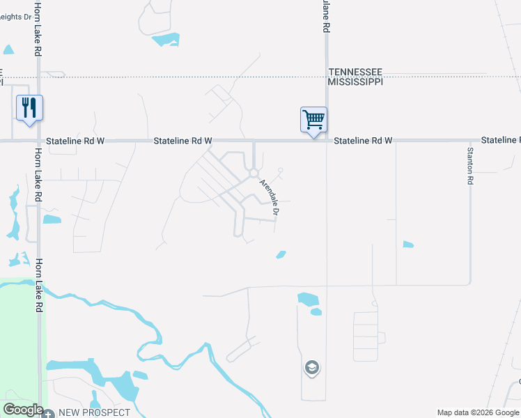 map of restaurants, bars, coffee shops, grocery stores, and more near 8811 Arendale Drive in Southaven