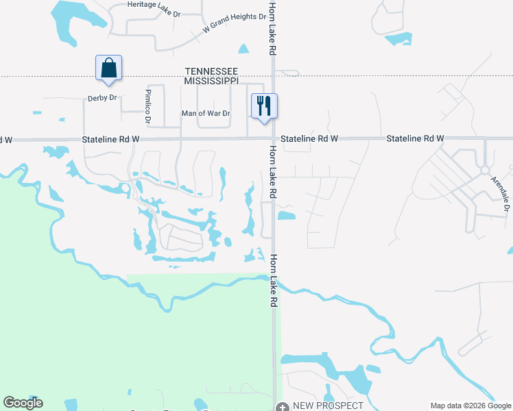 map of restaurants, bars, coffee shops, grocery stores, and more near 8798 Cat Tail Cove in Southaven