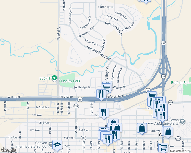 map of restaurants, bars, coffee shops, grocery stores, and more near 24 Greenwood Circle in Canyon