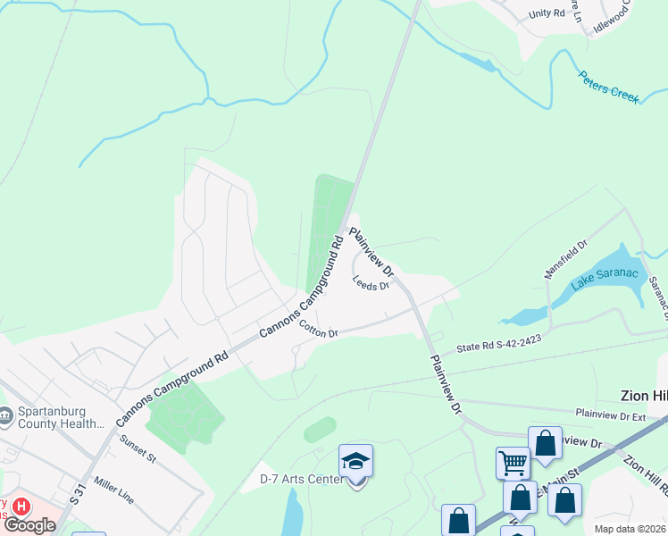 map of restaurants, bars, coffee shops, grocery stores, and more near 2247 Cannons Campground Road in Spartanburg