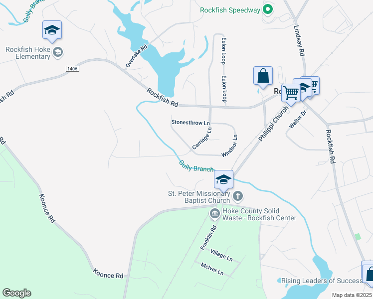 map of restaurants, bars, coffee shops, grocery stores, and more near 101 Whitechapel Lane in Raeford