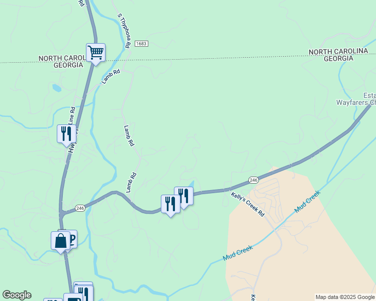map of restaurants, bars, coffee shops, grocery stores, and more near 521 Chalet Village Drive in Dillard