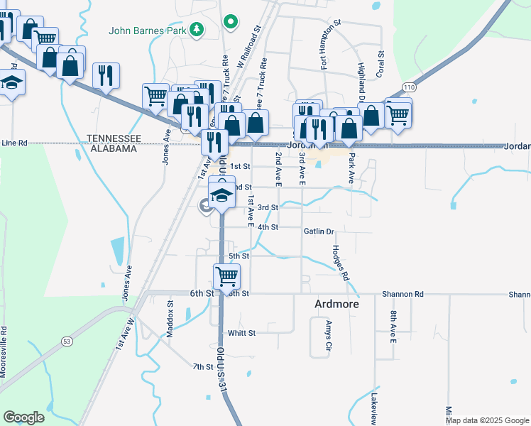 map of restaurants, bars, coffee shops, grocery stores, and more near 26649 3rd Street in Ardmore