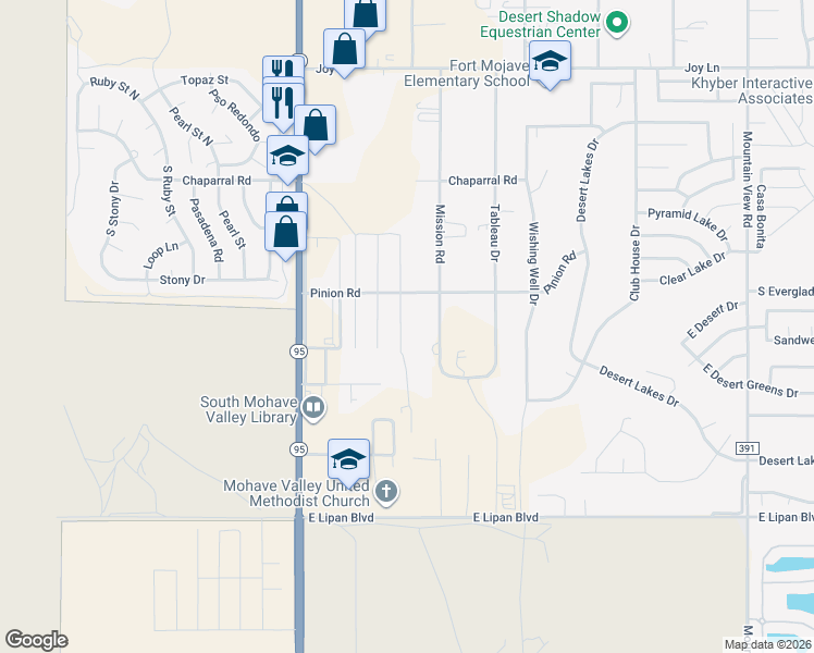 map of restaurants, bars, coffee shops, grocery stores, and more near 5762 Ruth Drive in Fort Mohave