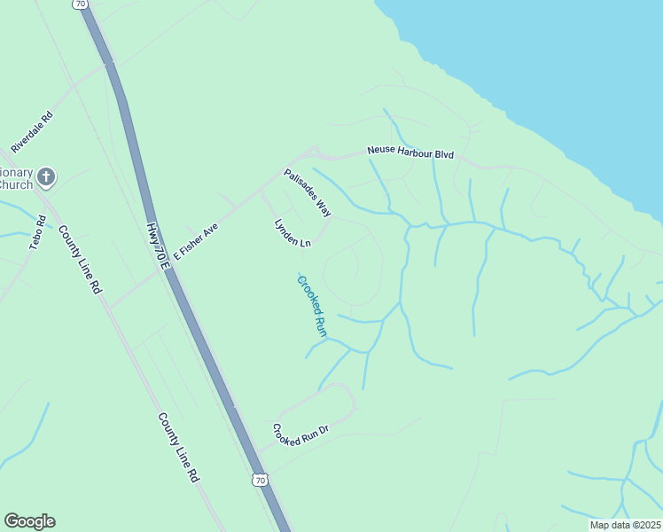 map of restaurants, bars, coffee shops, grocery stores, and more near 416 Palisades Way in New Bern