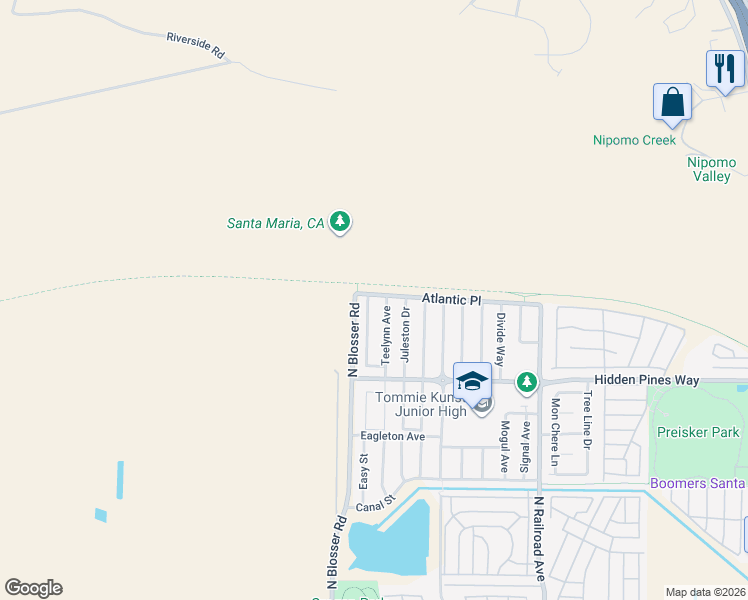 map of restaurants, bars, coffee shops, grocery stores, and more near 2464 Darbeton Avenue in Santa Maria