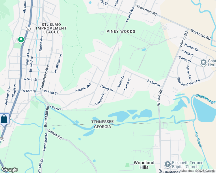 map of restaurants, bars, coffee shops, grocery stores, and more near 5239 Dorsey Street in Chattanooga