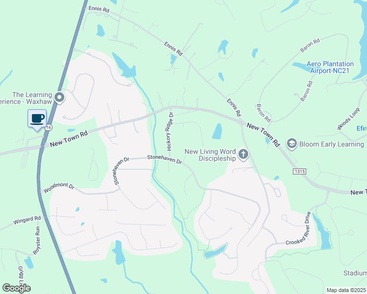 map of restaurants, bars, coffee shops, grocery stores, and more near 1900 Oak Shadow Way in Waxhaw