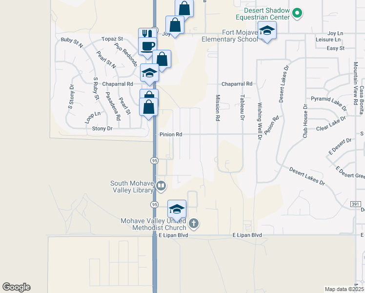 map of restaurants, bars, coffee shops, grocery stores, and more near 5768 Bernstein Drive in Fort Mohave