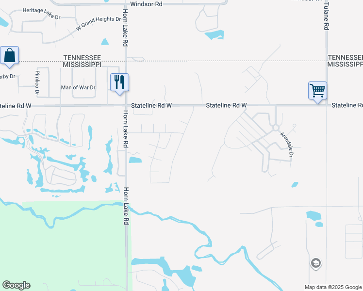 map of restaurants, bars, coffee shops, grocery stores, and more near 8812 Smith Ranch Drive in Southaven