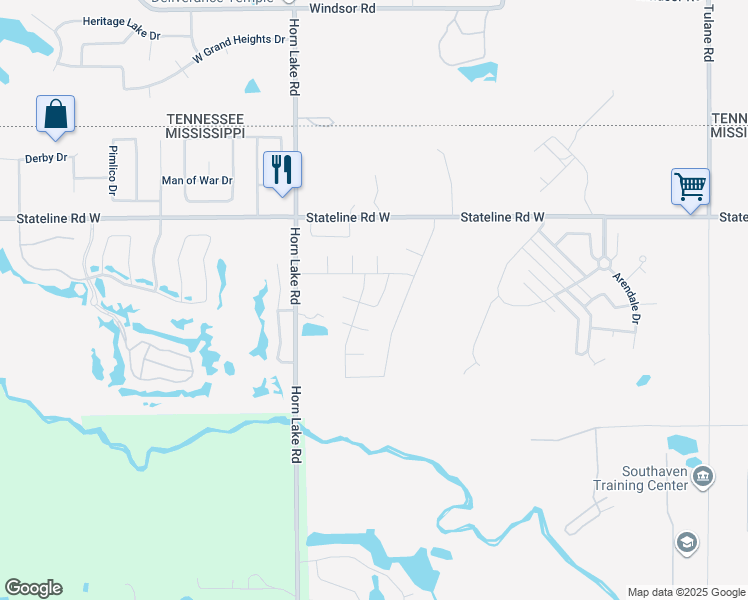 map of restaurants, bars, coffee shops, grocery stores, and more near 8784 Rolling Wagon Drive in Southaven