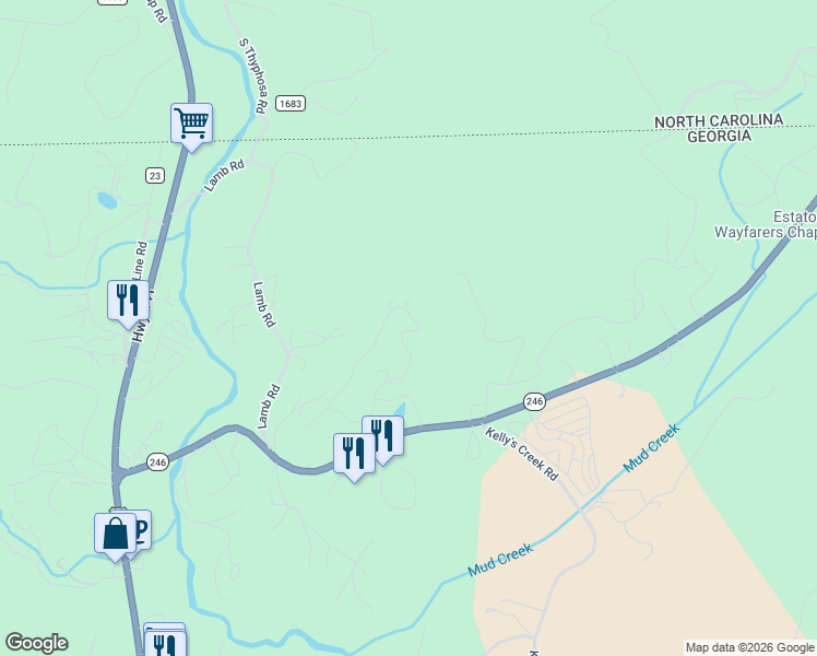 map of restaurants, bars, coffee shops, grocery stores, and more near 462 Chalet Village Drive in Dillard