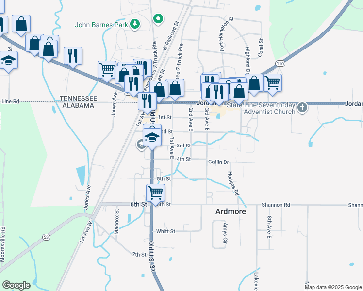 map of restaurants, bars, coffee shops, grocery stores, and more near 26649 3rd Street in Ardmore