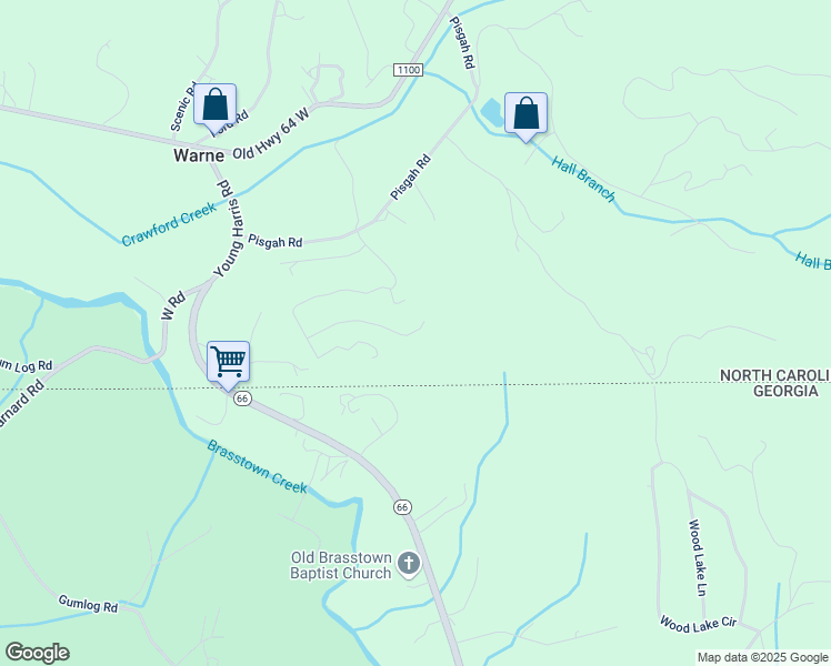 map of restaurants, bars, coffee shops, grocery stores, and more near 734 Hillside Drive in Warne
