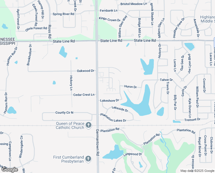 map of restaurants, bars, coffee shops, grocery stores, and more near 8835 Glen Crossing in Olive Branch