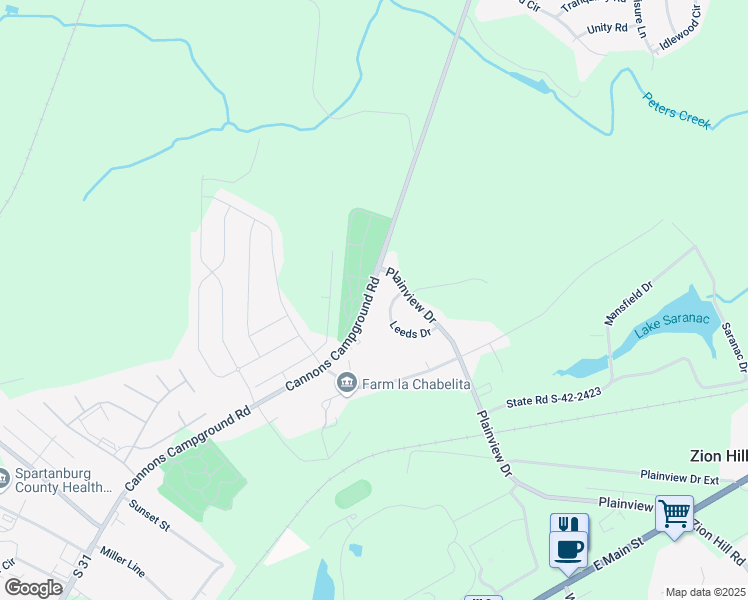 map of restaurants, bars, coffee shops, grocery stores, and more near 2247 Cannons Campground Road in Spartanburg