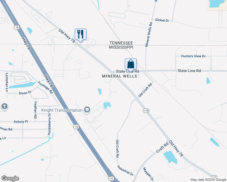map of restaurants, bars, coffee shops, grocery stores, and more near 8750 MWC Road in Olive Branch