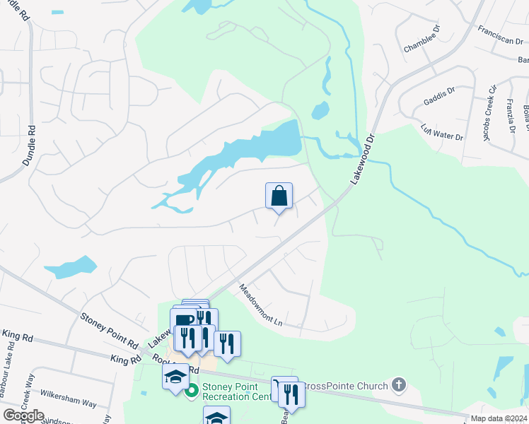 map of restaurants, bars, coffee shops, grocery stores, and more near 6833 South Staff Road in Fayetteville