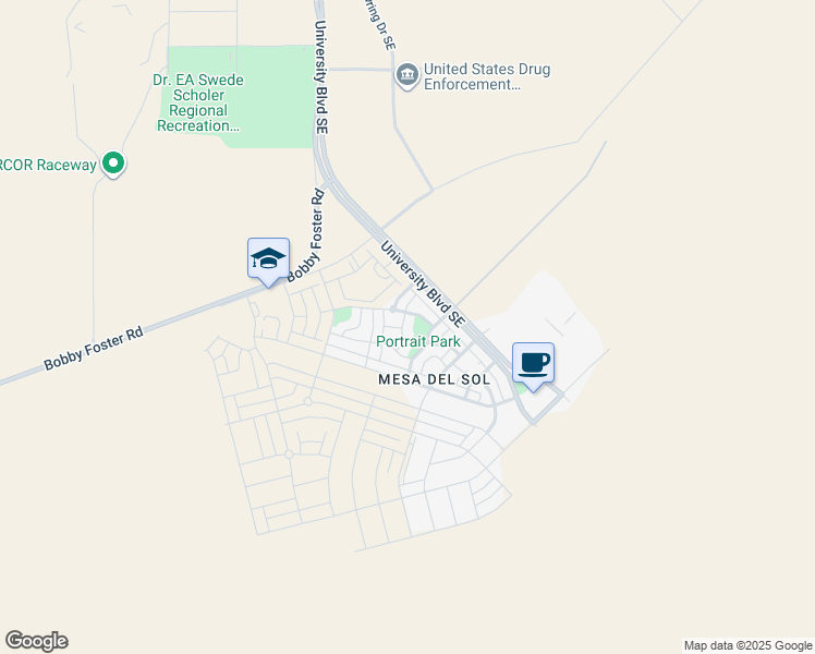 map of restaurants, bars, coffee shops, grocery stores, and more near 2340 Penn Avenue Southeast in Albuquerque