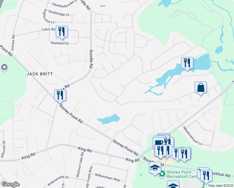 map of restaurants, bars, coffee shops, grocery stores, and more near 2908 Wedgeview Drive in Fayetteville