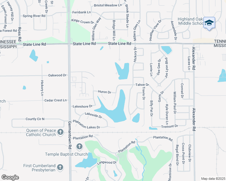 map of restaurants, bars, coffee shops, grocery stores, and more near 9420 Huron Drive in Olive Branch