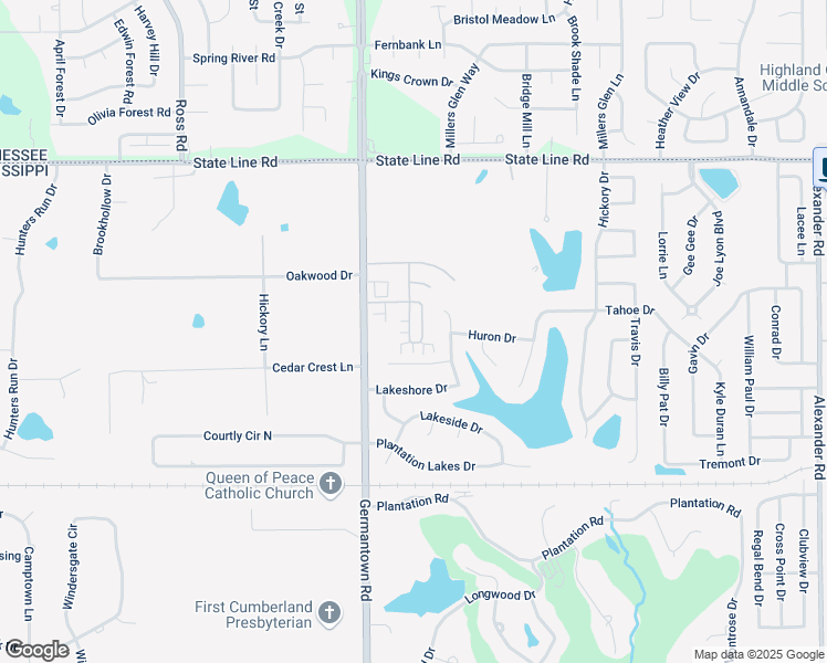 map of restaurants, bars, coffee shops, grocery stores, and more near 8856 Glen Crossing in Olive Branch