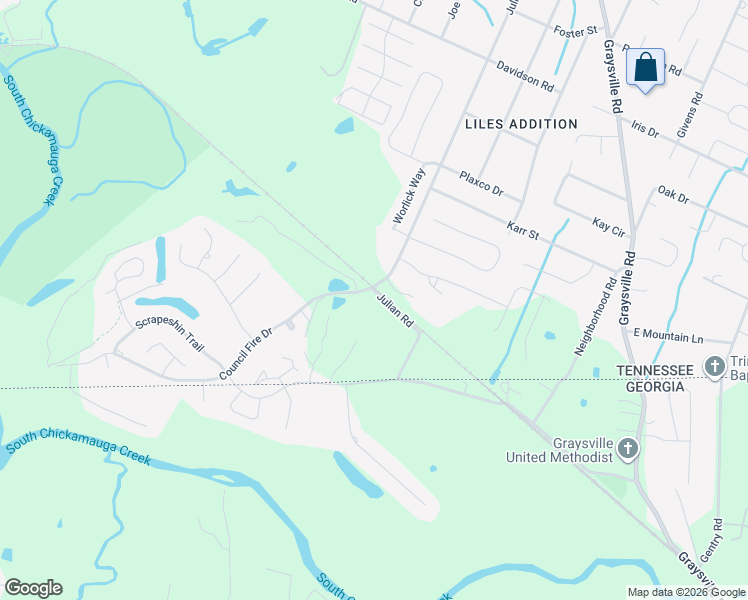 map of restaurants, bars, coffee shops, grocery stores, and more near 519 Julian Road in Chattanooga