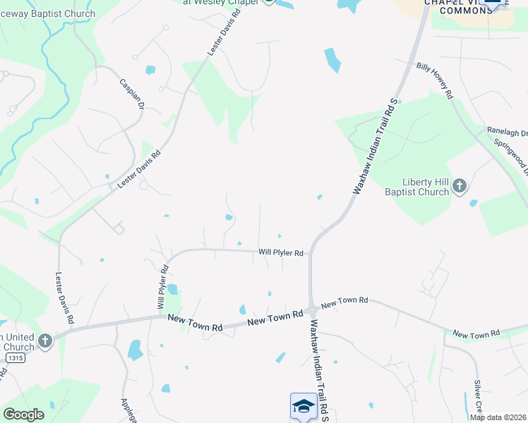 map of restaurants, bars, coffee shops, grocery stores, and more near 5822 Will Plyler Road in Waxhaw