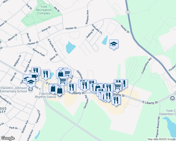 map of restaurants, bars, coffee shops, grocery stores, and more near 220 Victoria Circle in York