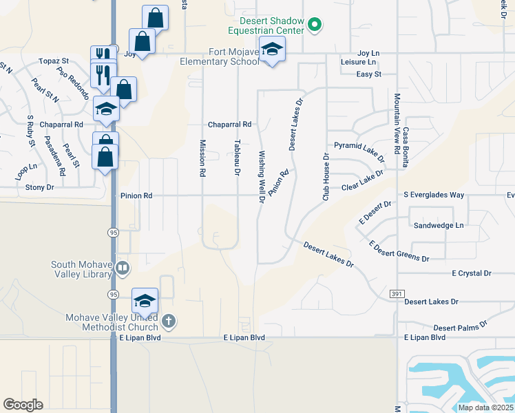 map of restaurants, bars, coffee shops, grocery stores, and more near 5747 Wishing Well Dr in Fort Mohave