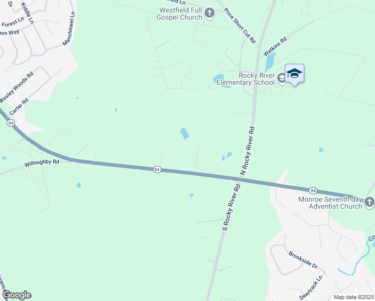 map of restaurants, bars, coffee shops, grocery stores, and more near 3610 Weddington Road in Monroe