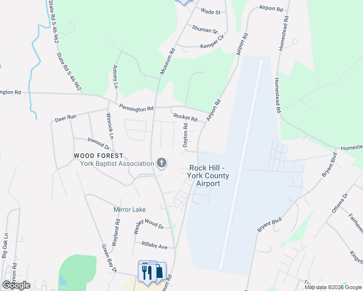 map of restaurants, bars, coffee shops, grocery stores, and more near 6037 Featherstone Court in Rock Hill