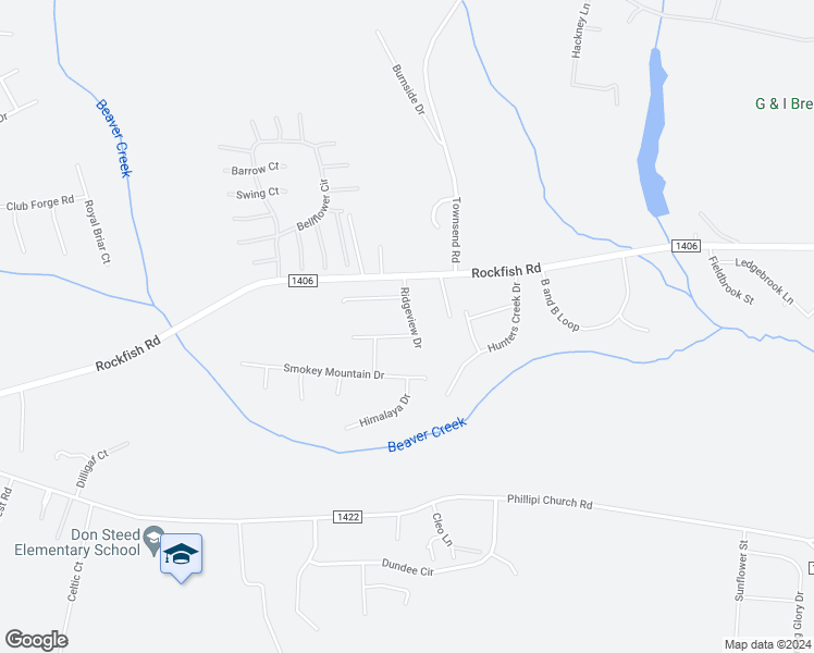 map of restaurants, bars, coffee shops, grocery stores, and more near 120 Rocky Mountain Drive in Raeford