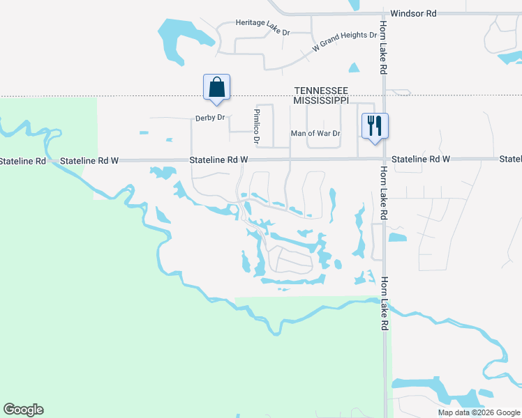 map of restaurants, bars, coffee shops, grocery stores, and more near 4429 Sweet Flag Loop in Southaven